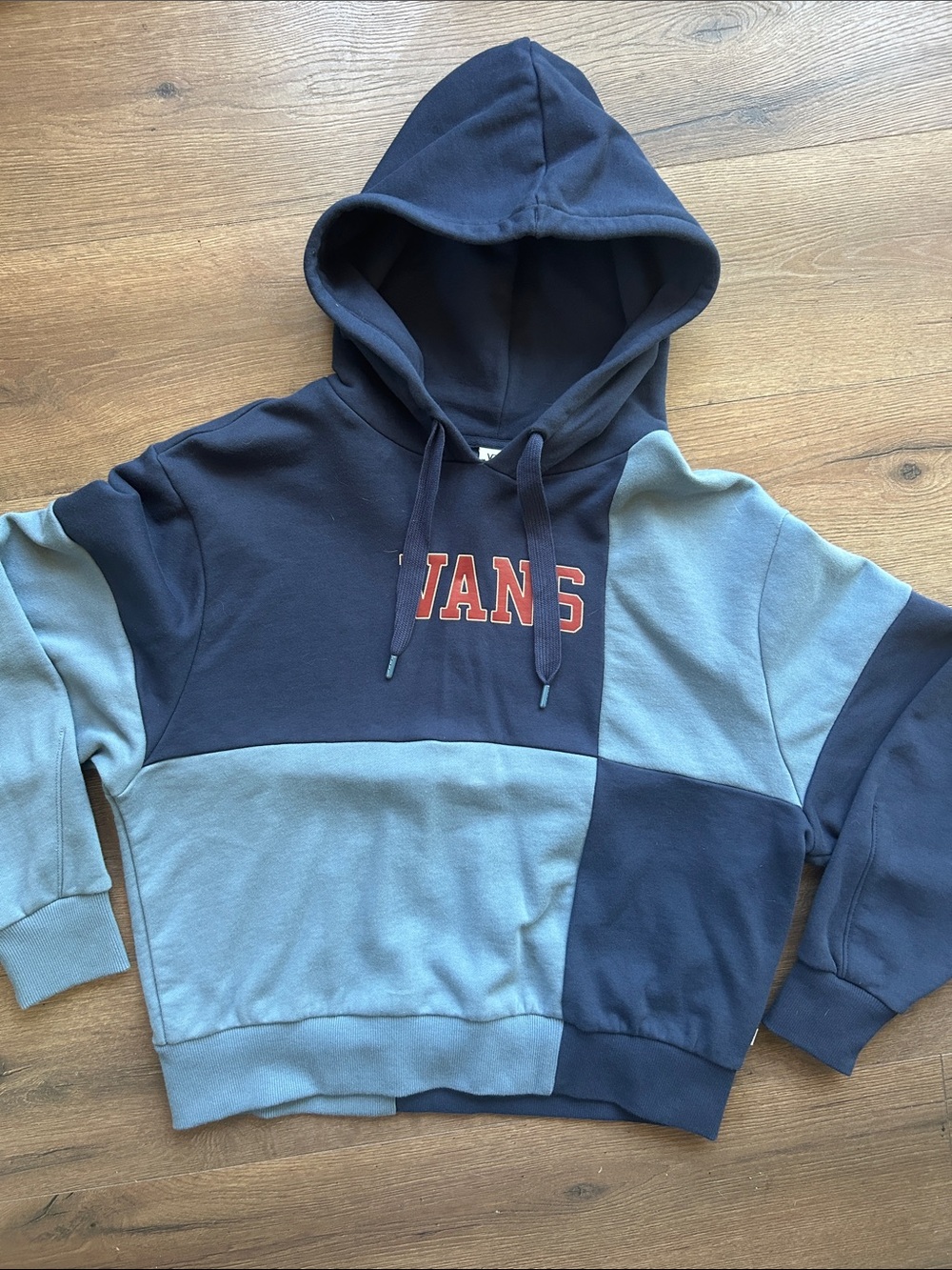Vans Colorblock Navy & Light Blue Hooded Sweatshirt !! Small